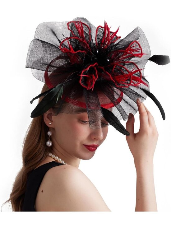 Elegant Wide Brim Organza Church Hat with Detachable Flower for Weddings & Tea main image 7